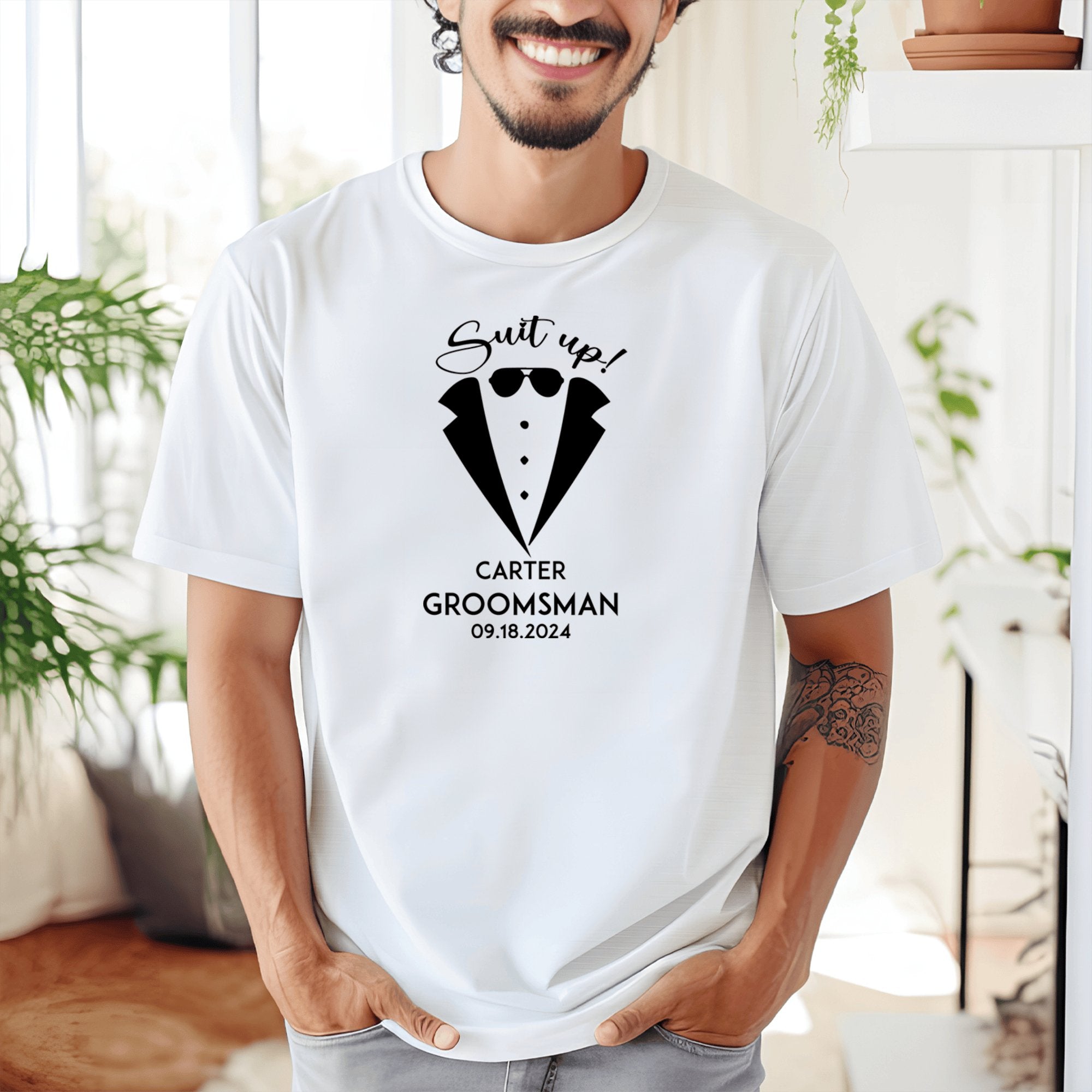 Groomsman Mens T Shirt Suit Up Boys Mens T Shirt by Groovy Groomsmen Gifts