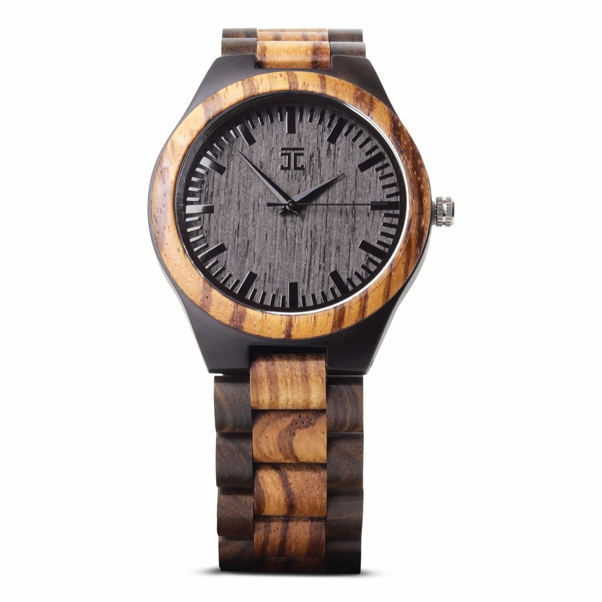 Wooden Watch Tarzan | Dark Sandalwood & Zebra by Groovy Groomsmen Gifts