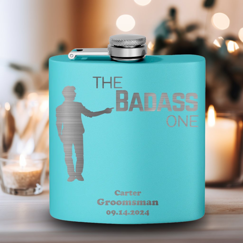 The Badass One Flask - Groovy Groomsmen Gifts