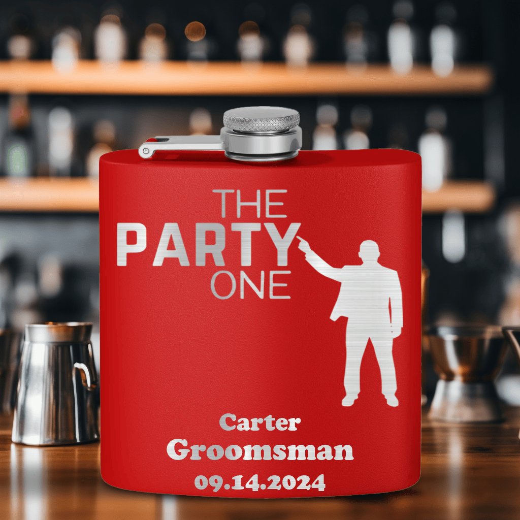 Bachelor Party Flasks The Party One Flask by Groovy Groomsmen Gifts