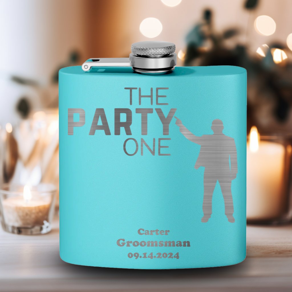 Bachelor Party Flasks The Party One Flask by Groovy Groomsmen Gifts