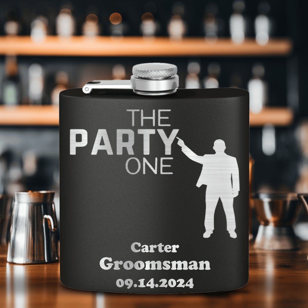 Bachelor Party Flasks The Party One Flask by Groovy Groomsmen Gifts