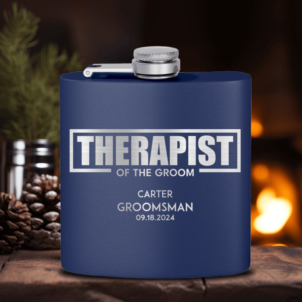 Therapist Of The Groom Flask - Groovy Groomsmen Gifts