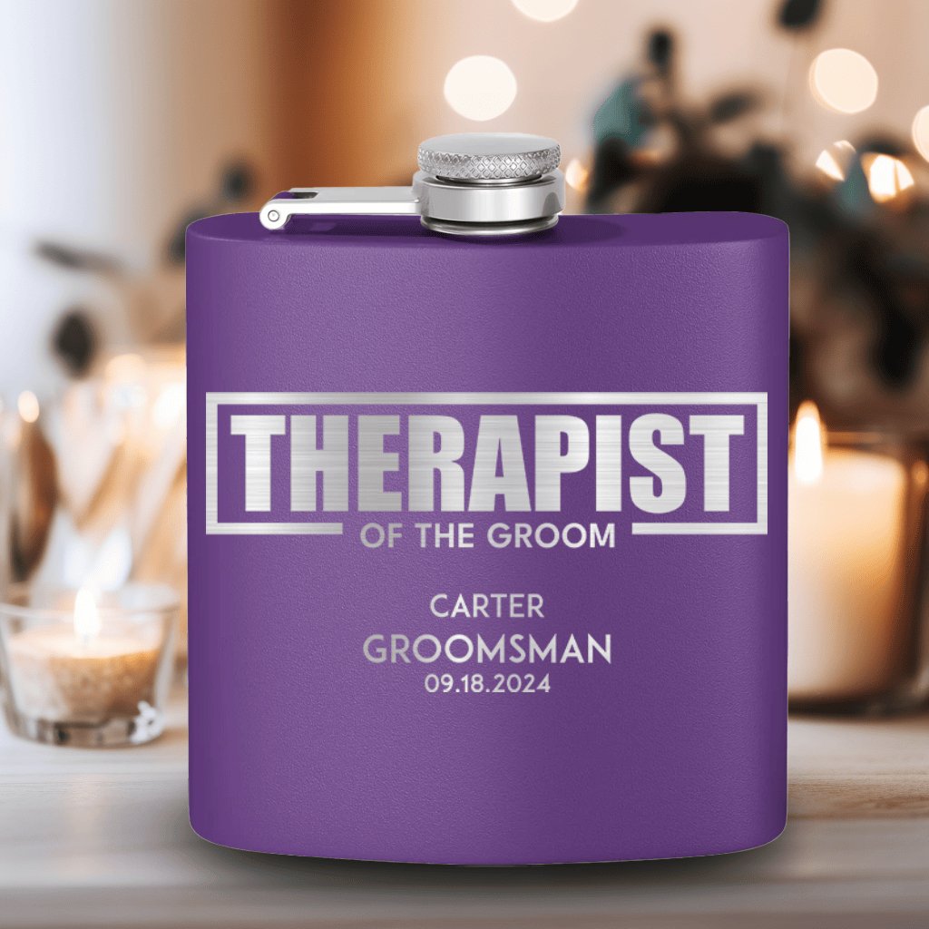 Therapist Of The Groom Flask - Groovy Groomsmen Gifts