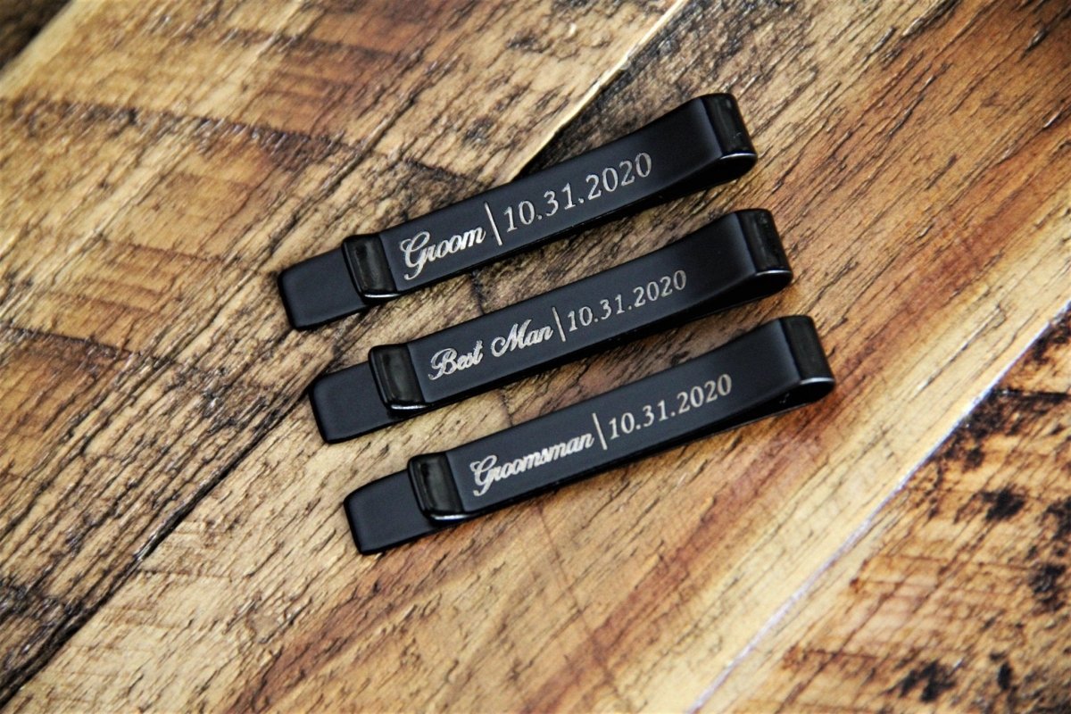 Tie Bar Custom Engraved Tie Clip by Groovy Groomsmen Gifts