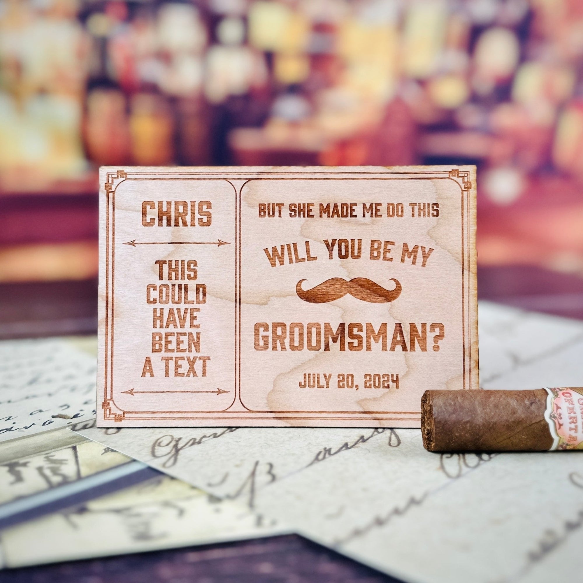 Timber Text Invite - Groovy Groomsmen Gifts