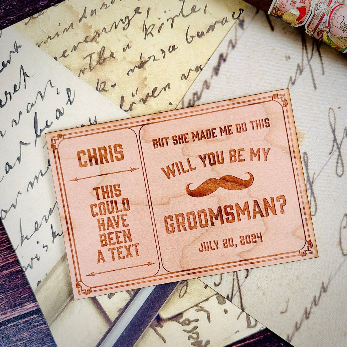 Timber Text Invite - Groovy Groomsmen Gifts