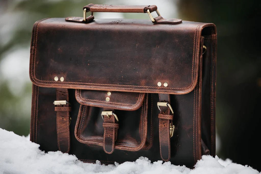 Messenger Bag Top Grain Buffalo Leather Briefcase by Groovy Groomsmen Gifts