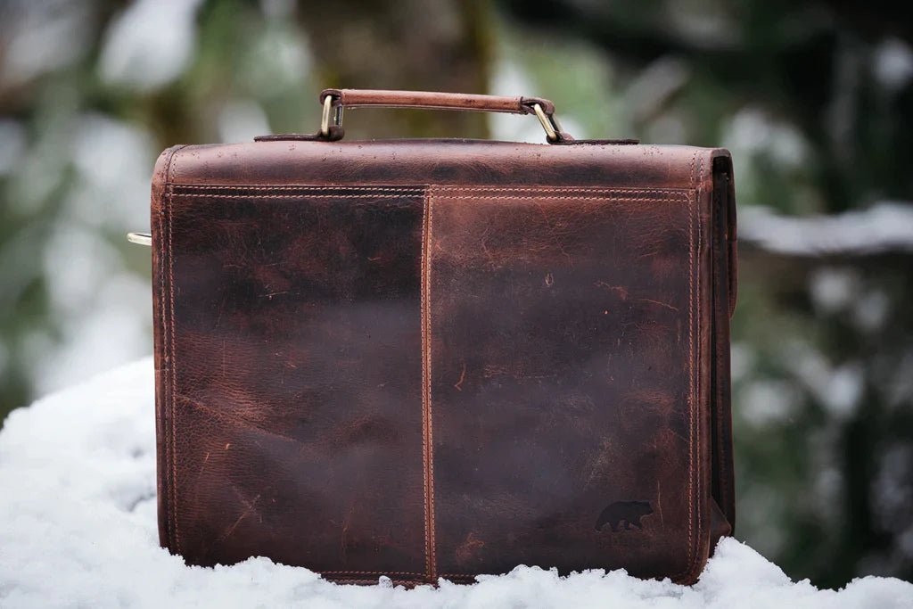 Messenger Bag Top Grain Buffalo Leather Briefcase by Groovy Groomsmen Gifts