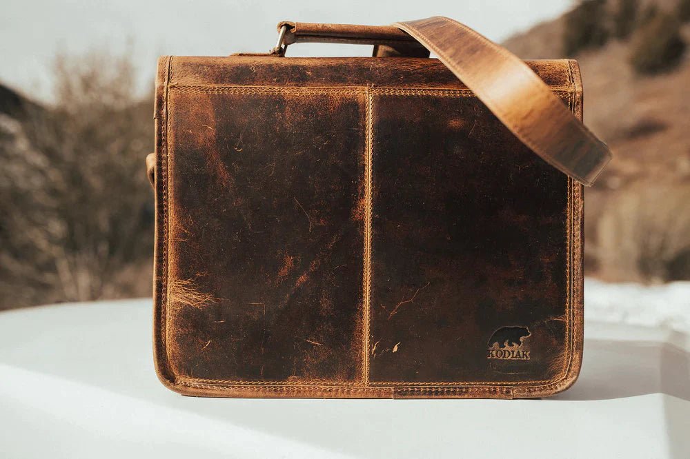 Messenger Bag Top Grain Buffalo Leather Briefcase by Groovy Groomsmen Gifts