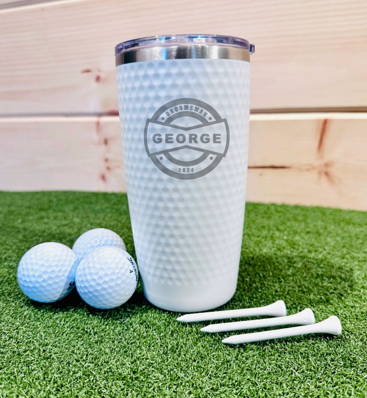 Tumbler Personalized Golf Dimpled Tumbler by Groovy Groomsmen Gifts