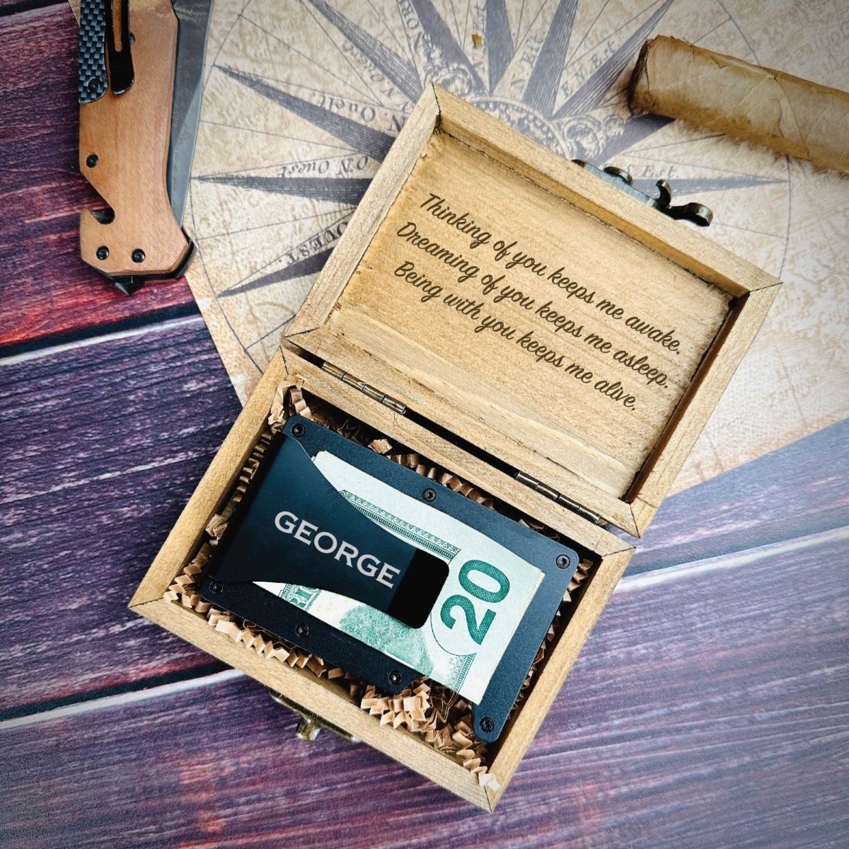 Wallet Custom Wallet with Box by Groovy Groomsmen Gifts