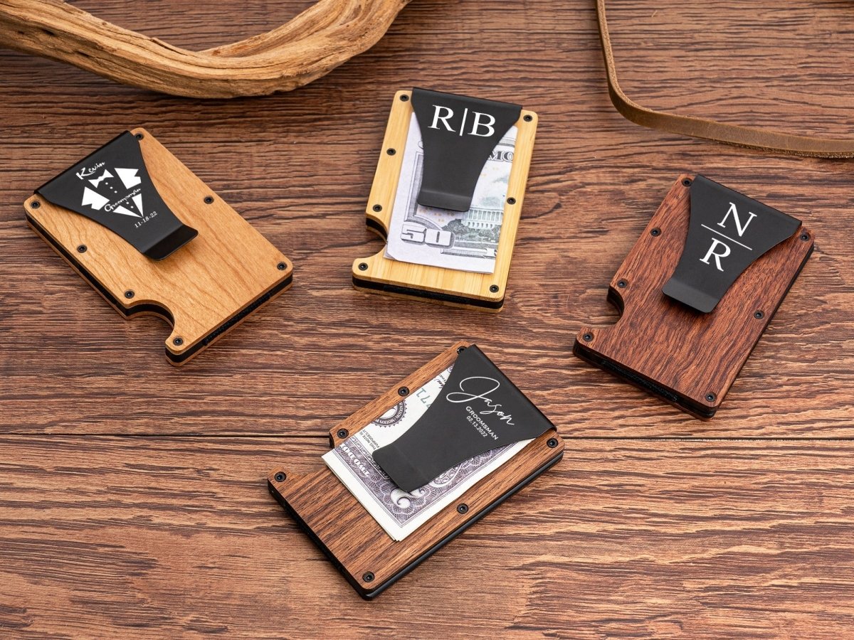 Wallets & Money Clips Custom Carved Carrier by Groovy Groomsmen Gifts