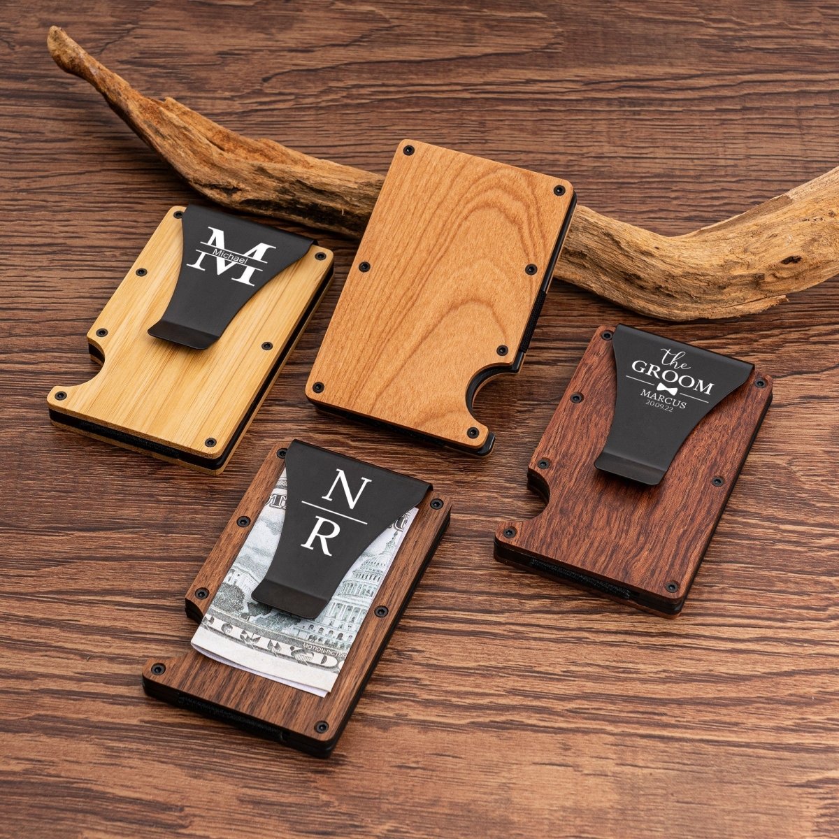 Wallets &amp; Money Clips Custom Carved Carrier by Groovy Groomsmen Gifts