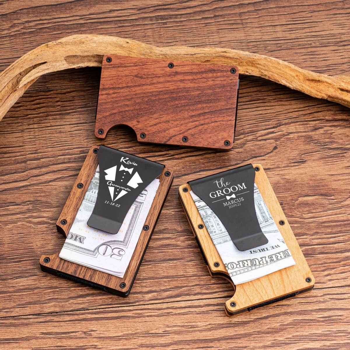 Wallets & Money Clips Custom Carved Carrier by Groovy Groomsmen Gifts