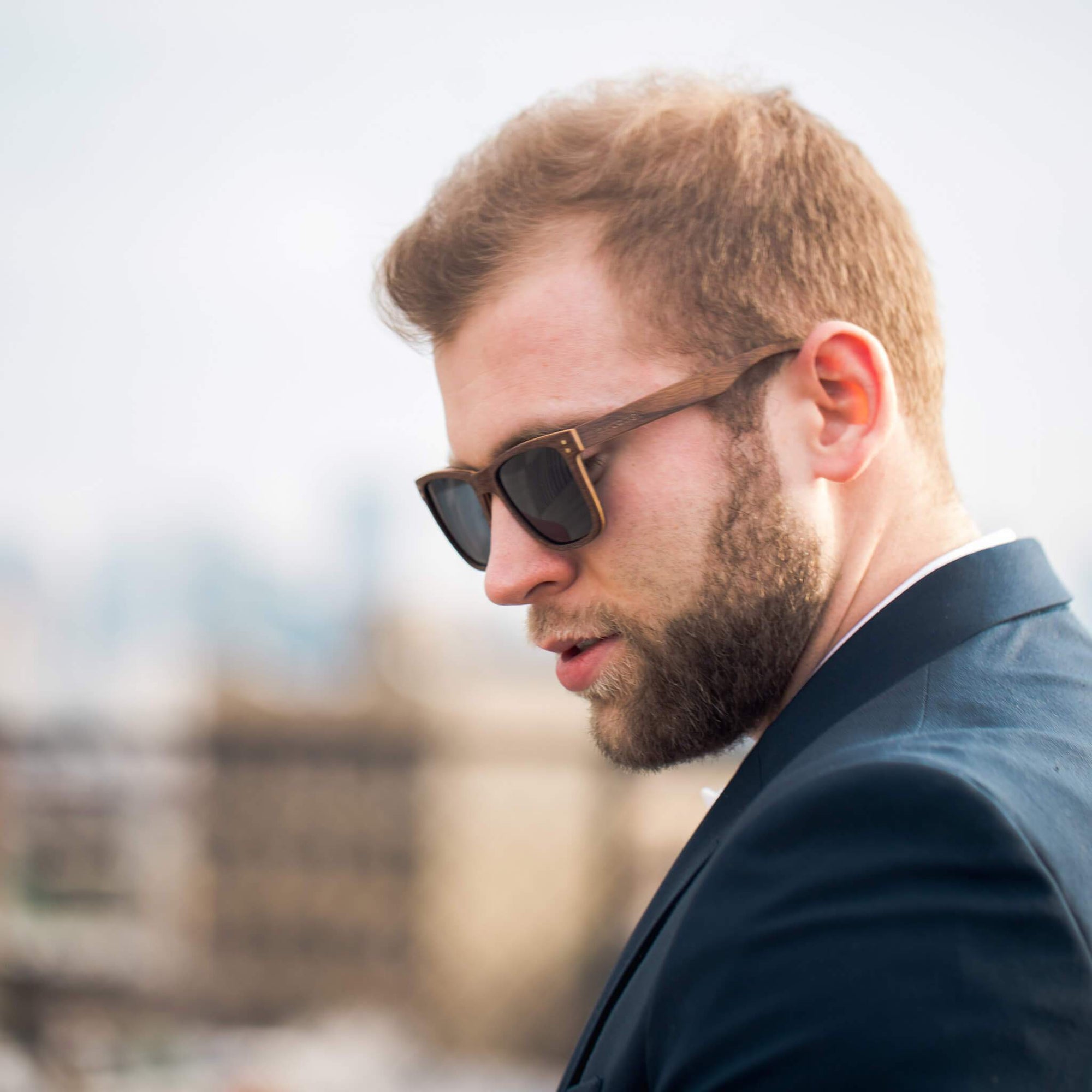 Wooden Sunglasses Walnut Wayfinder by Groovy Groomsmen Gifts