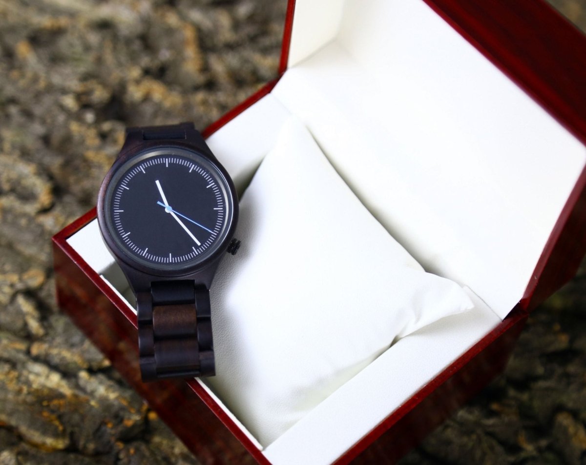 Watches Engraved Black Wood Watch by Groovy Groomsmen Gifts