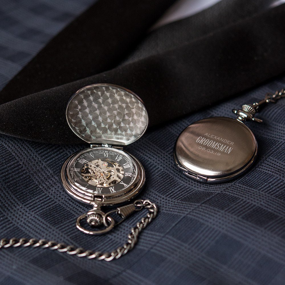 Watches Time Travelers Groomsmen Pocket Watch by Groovy Groomsmen Gifts