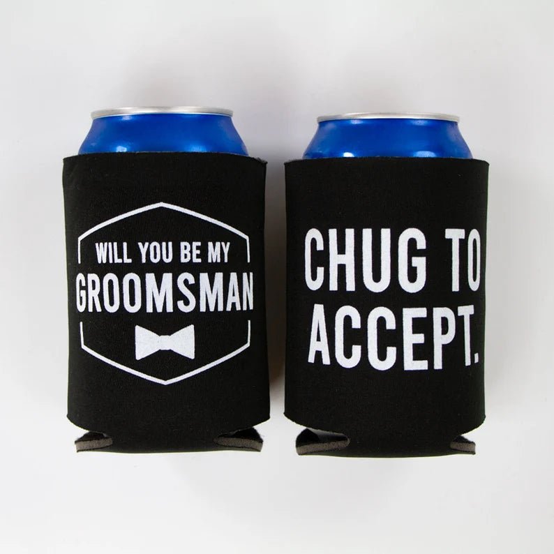 Wedding Can Coolers - Groovy Groomsmen Gifts