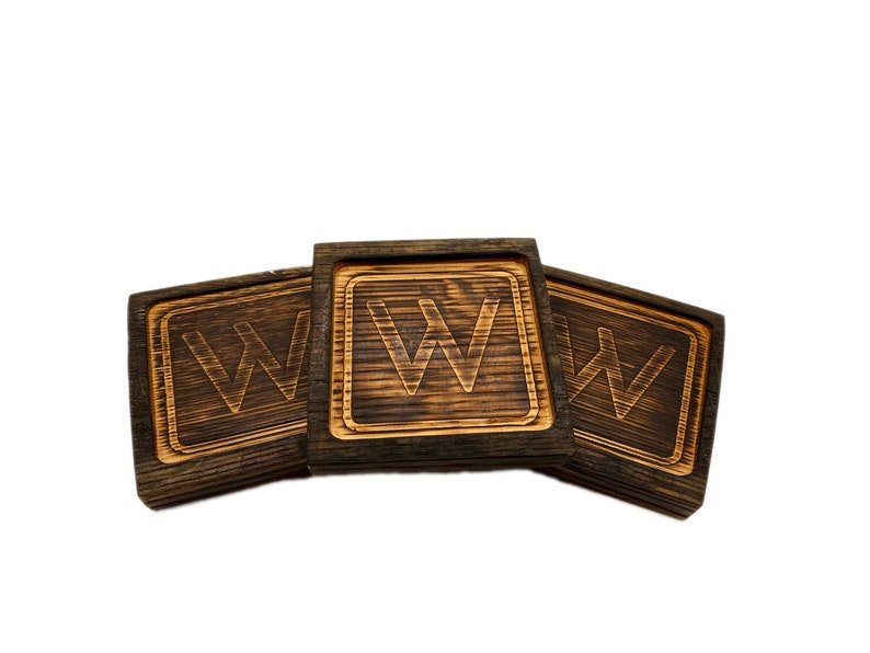 Whiskey Charred Coasters - Groovy Groomsmen Gifts