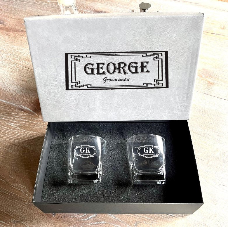 Whiskey Glass Box Set - Groovy Groomsmen Gifts