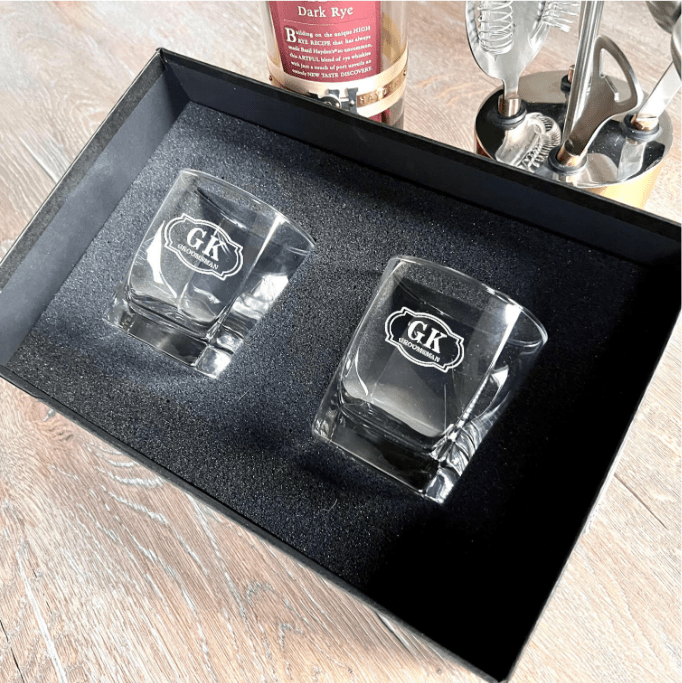 Whiskey Glass Set Whiskey Glass Box Set by Groovy Groomsmen Gifts