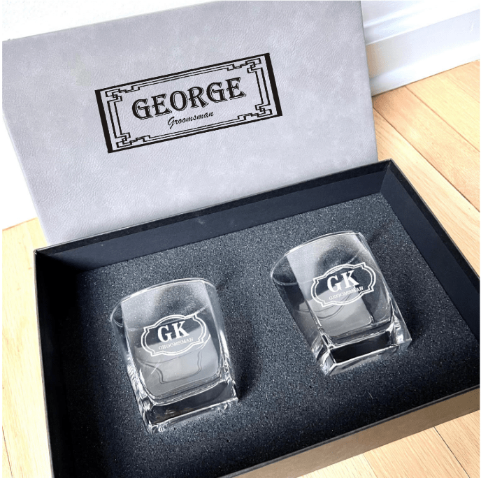 Whiskey Glass Set Whiskey Glass Box Set by Groovy Groomsmen Gifts