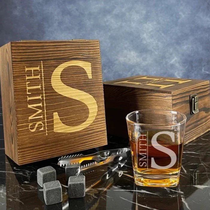 Whiskey Glass Set Whiskey Stone Gift Set by Groovy Groomsmen Gifts