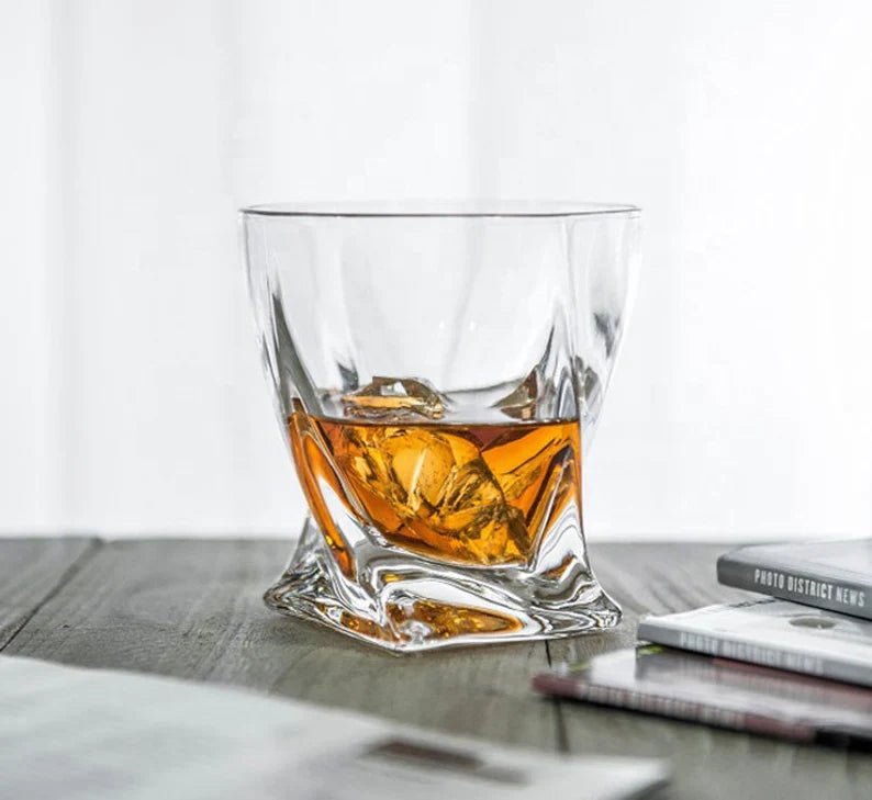 Whiskey Glass Twisted Whiskey Glass by Groovy Groomsmen Gifts