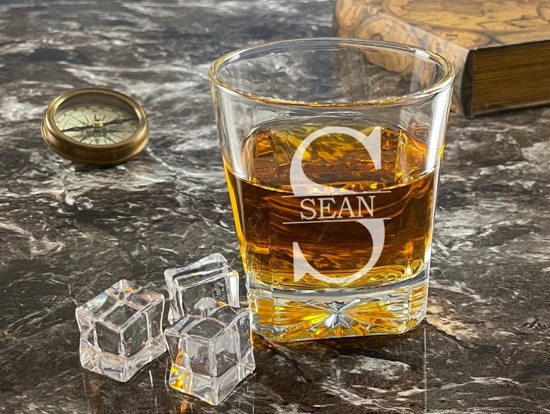 Whiskey Personalized Bourbon Glass by Groovy Groomsmen Gifts