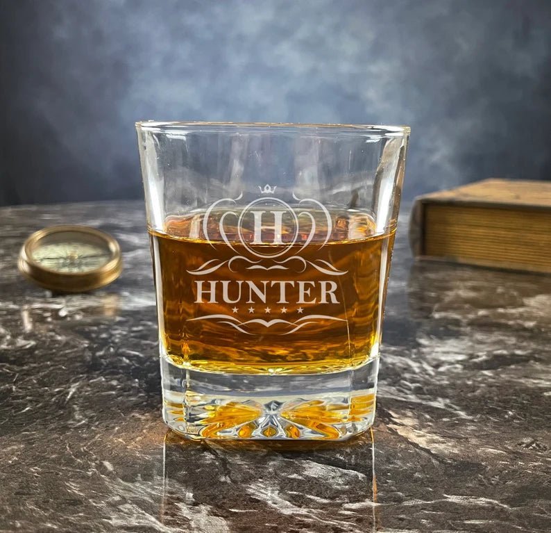 Whiskey Personalized Bourbon Glass by Groovy Groomsmen Gifts