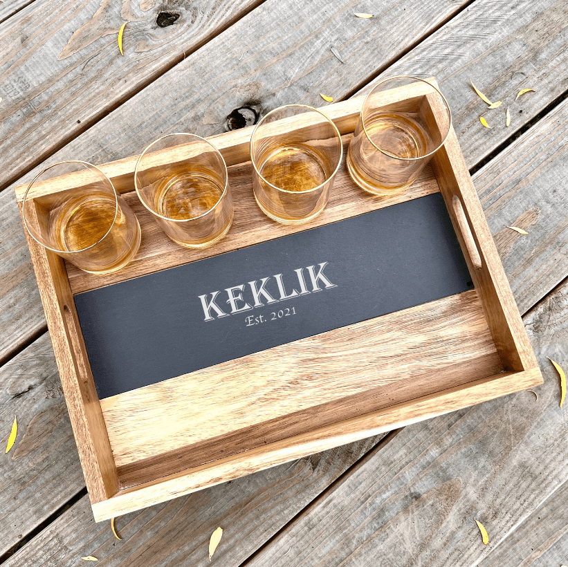 Whiskey Served Up Slate Tray by Groovy Groomsmen Gifts