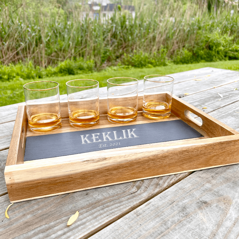 Whiskey Served Up Slate Tray by Groovy Groomsmen Gifts