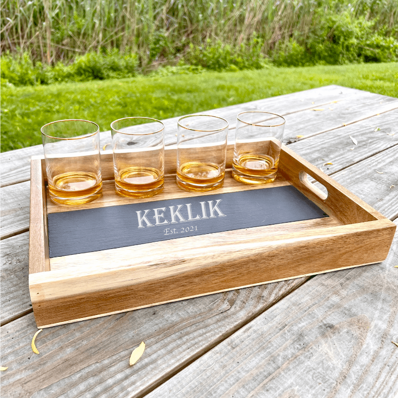 Whiskey Served Up Slate Tray by Groovy Groomsmen Gifts