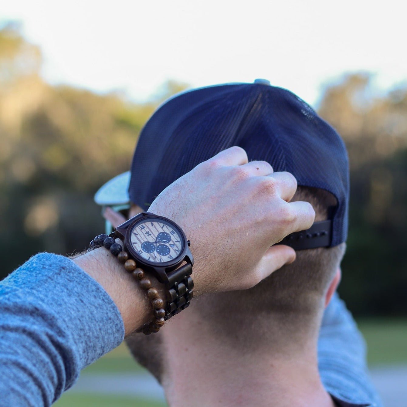 Wooden Watch Wild | Black Sandalwood & Zebrawood Chronograph by Groovy Groomsmen Gifts