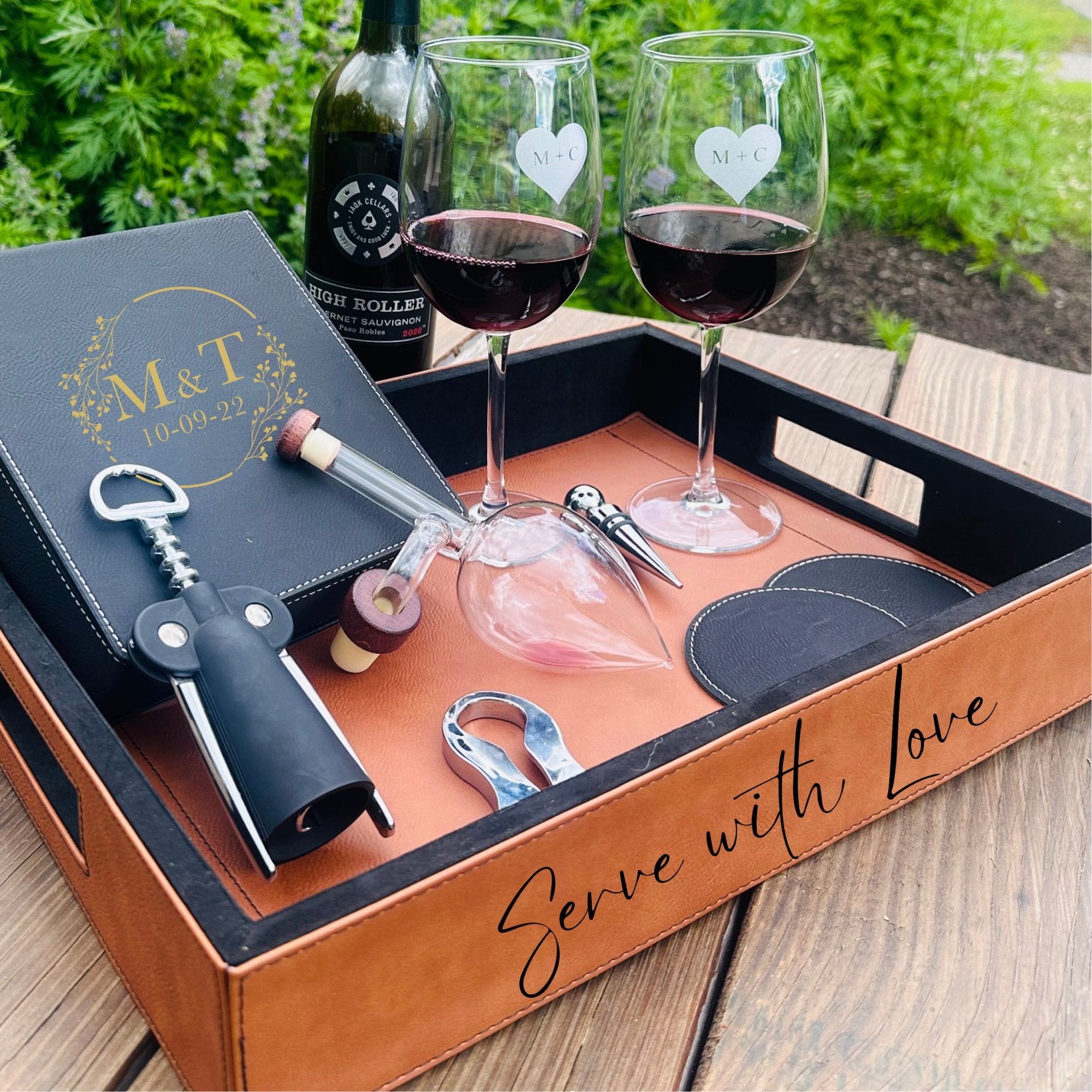 Wine Kit Anniversary Wine and Tray Set by Groovy Groomsmen Gifts