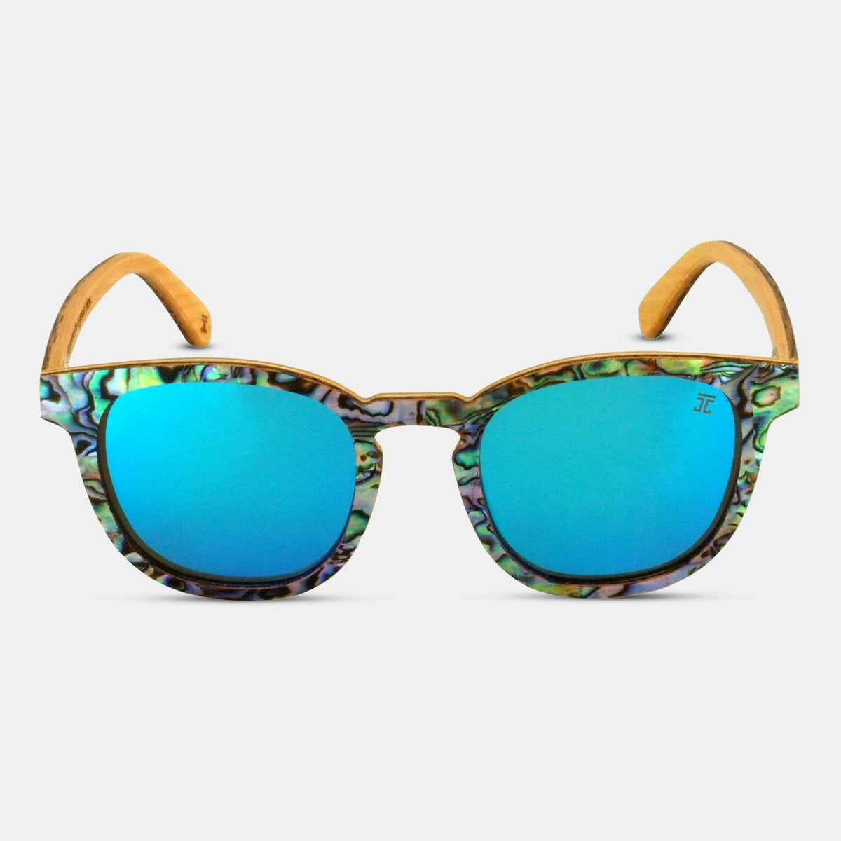 Wooden Sunglasses AquaWave, Square | Abalone by Groovy Groomsmen Gifts