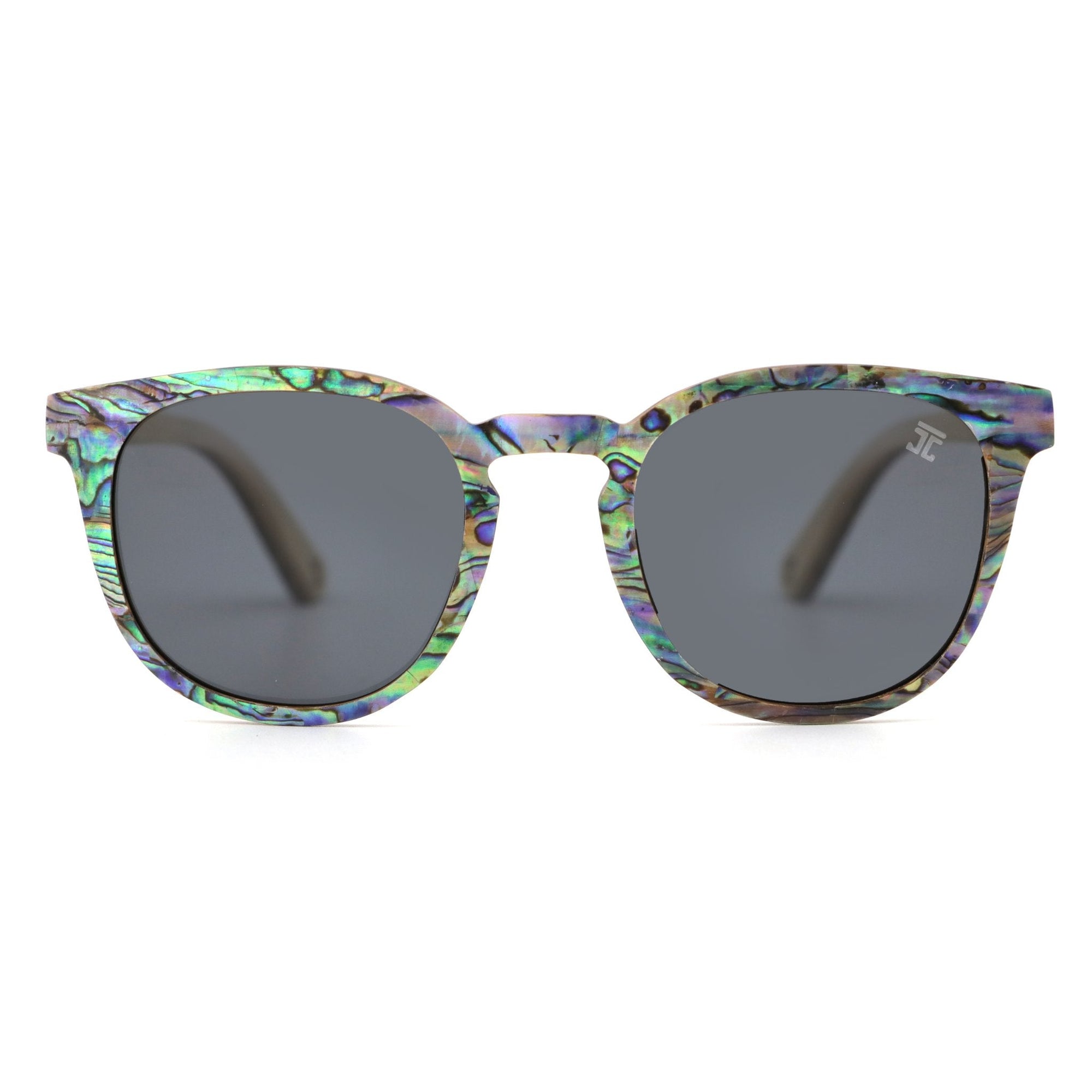 Wooden Sunglasses AquaWave, Square | Abalone by Groovy Groomsmen Gifts