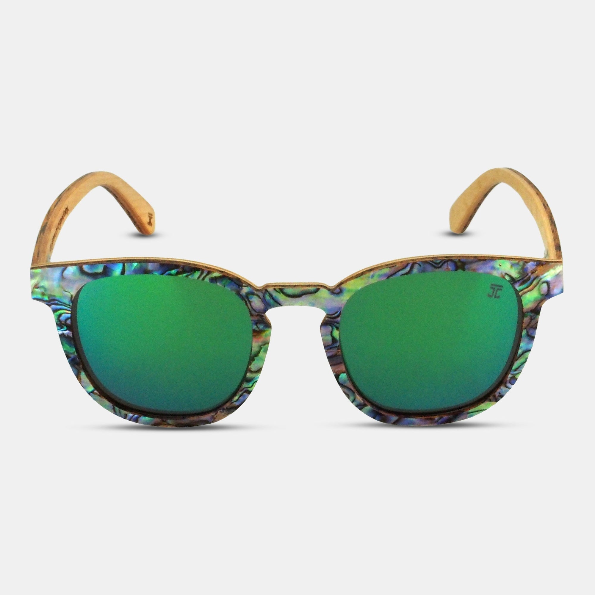 Wooden Sunglasses AquaWave, Square | Abalone by Groovy Groomsmen Gifts