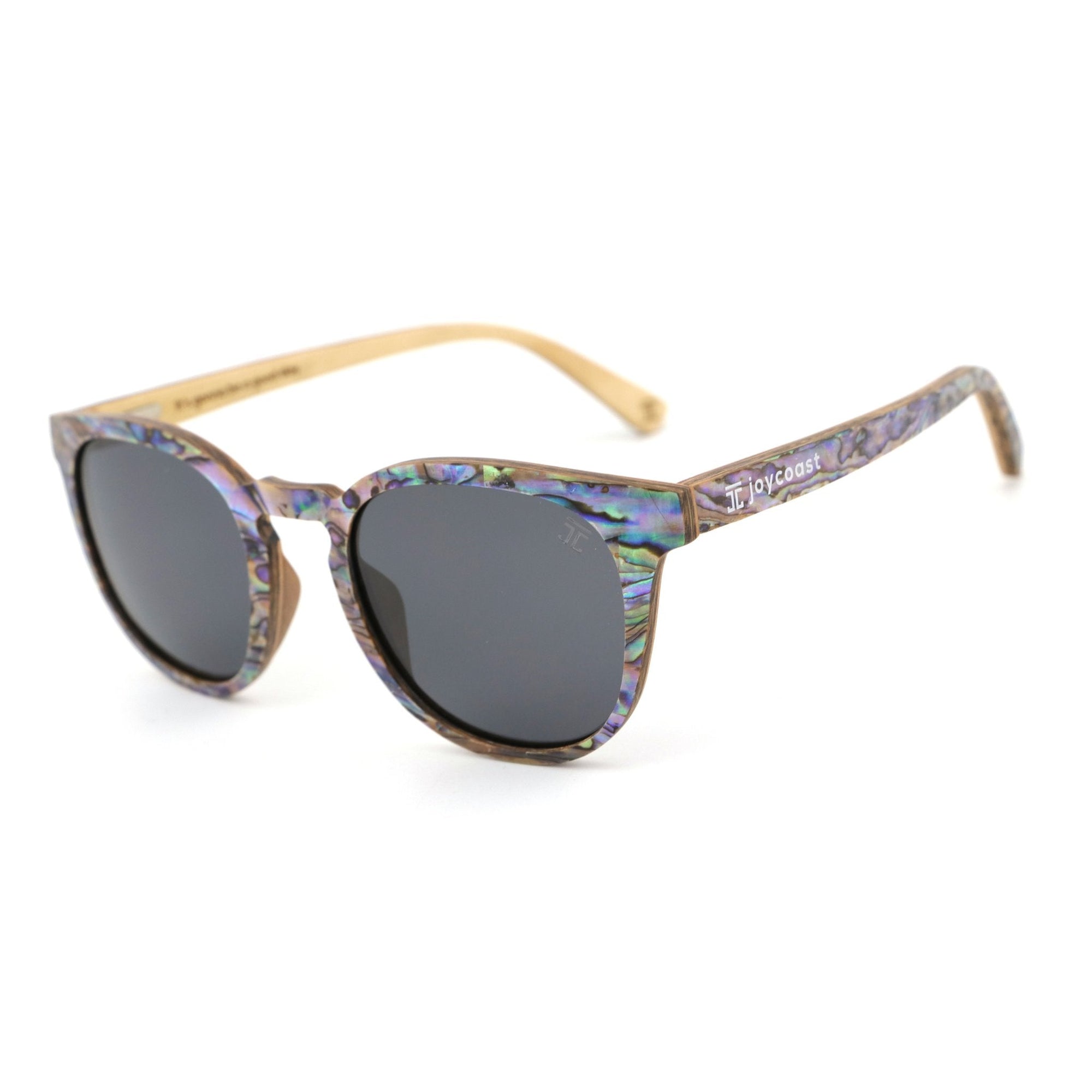 Wooden Sunglasses AquaWave, Square | Abalone by Groovy Groomsmen Gifts