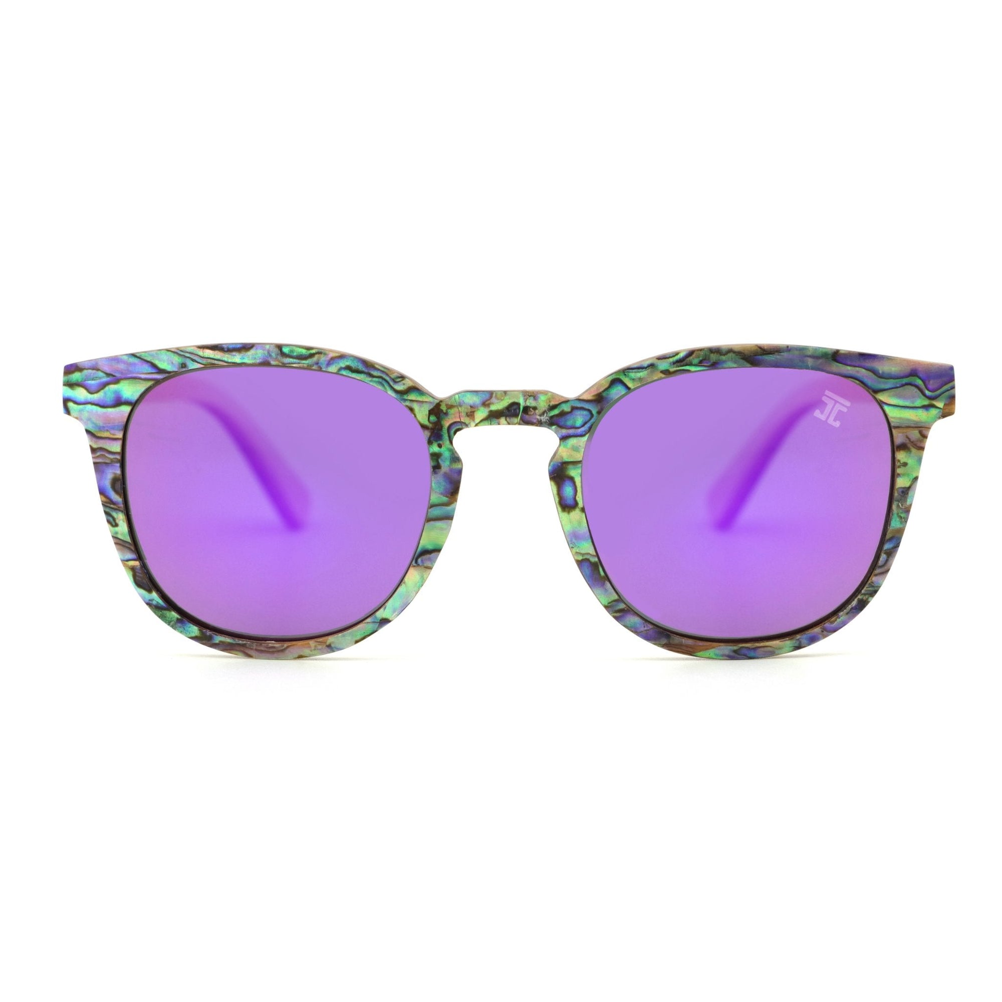 Wooden Sunglasses AquaWave, Square | Abalone by Groovy Groomsmen Gifts