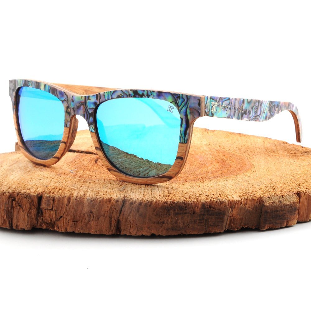 Wooden Sunglasses Cirque Abalone Wayfinder Sunglasses by Groovy Groomsmen Gifts