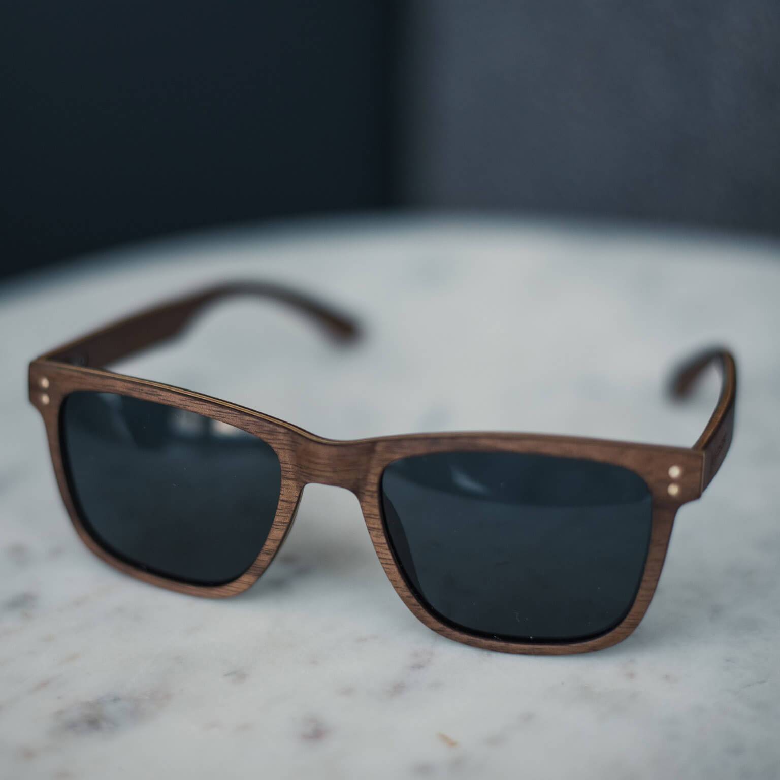 Wooden Sunglasses Walnut Wayfinder by Groovy Groomsmen Gifts