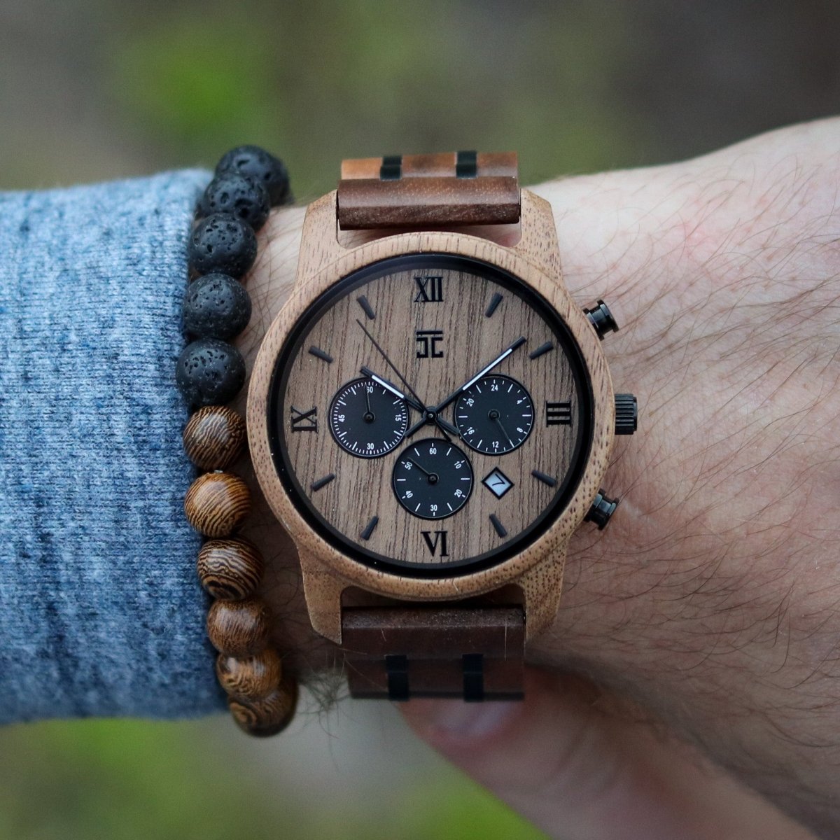 Wooden Watch Espresso | Walnut Chronograph by Groovy Groomsmen Gifts