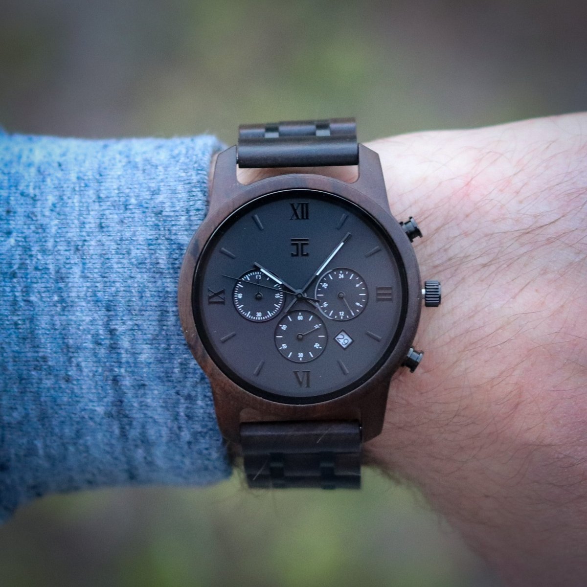 Wooden Watch Valyrian | Black Sandalwood Chronograph by Groovy Groomsmen Gifts