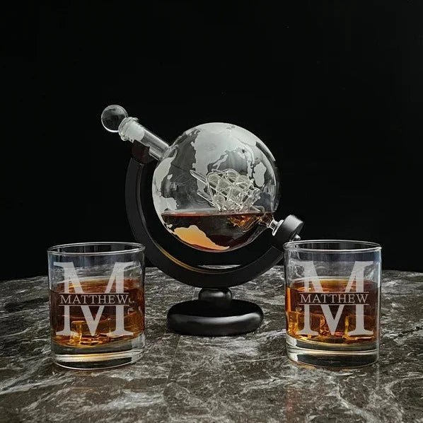 World Map Decanter - Groovy Groomsmen Gifts