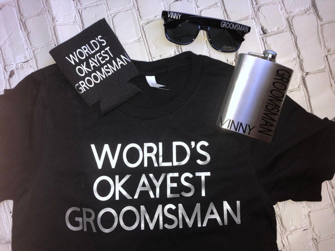 Worlds Okayest Groomsman - Groovy Groomsmen Gifts