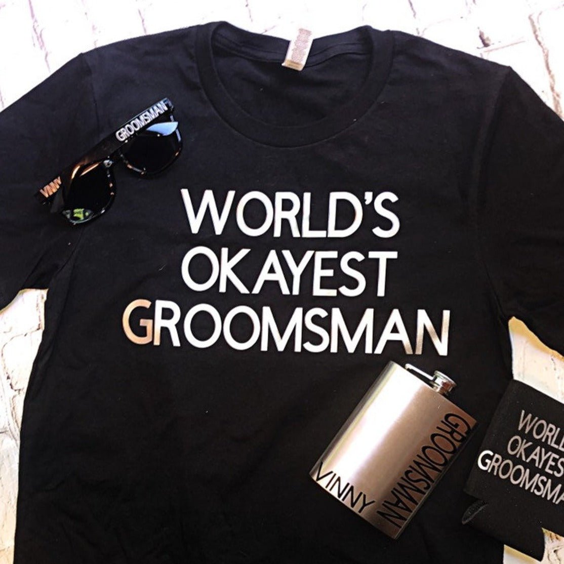 Worlds Okayest Groomsman - Groovy Groomsmen Gifts