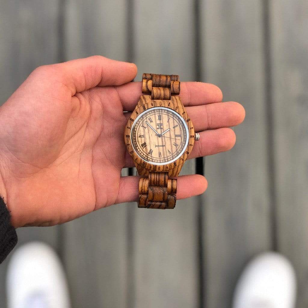 Wooden Watch Zebra Max | African Zebrano by Groovy Groomsmen Gifts