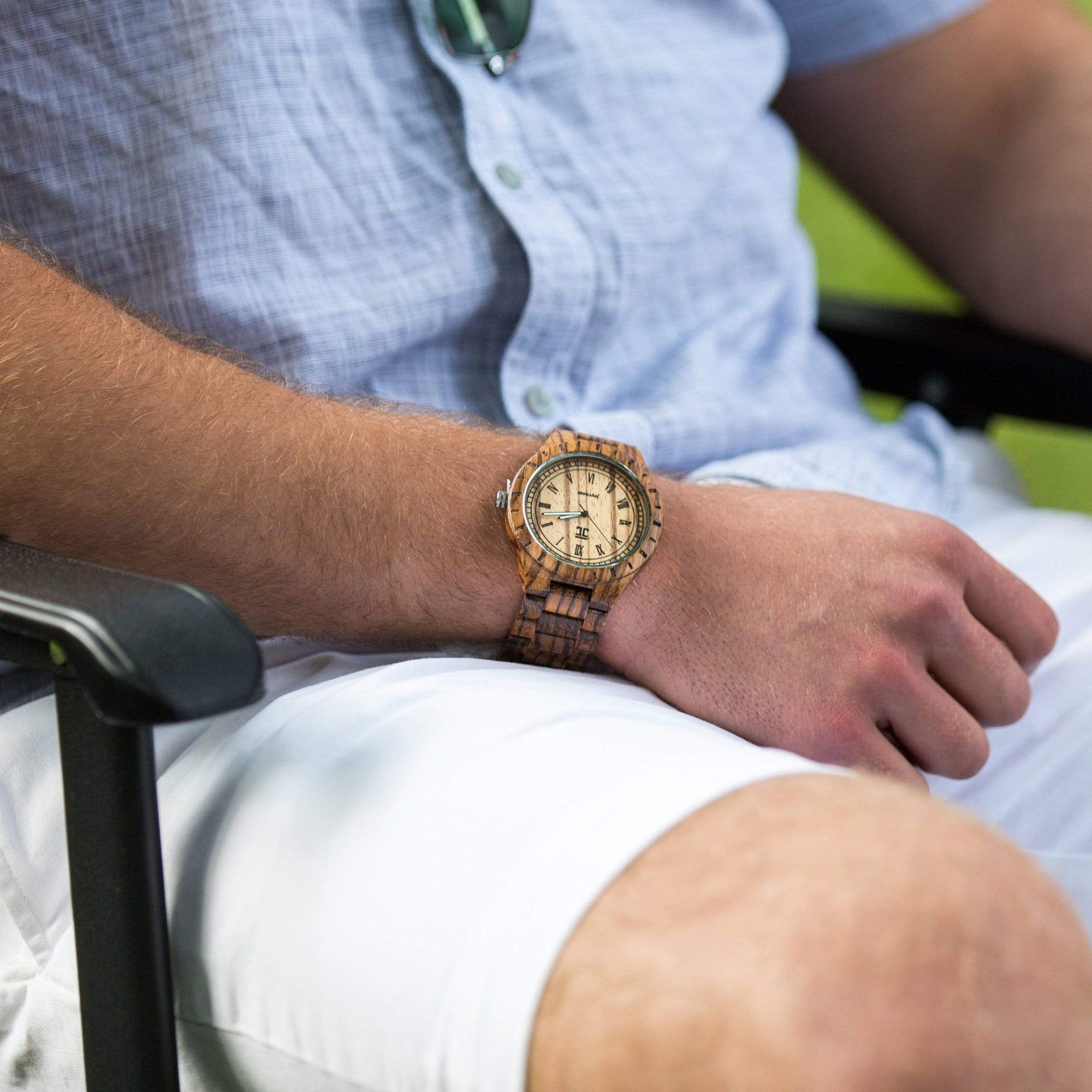 Wooden Watch Zebra Max | African Zebrano by Groovy Groomsmen Gifts